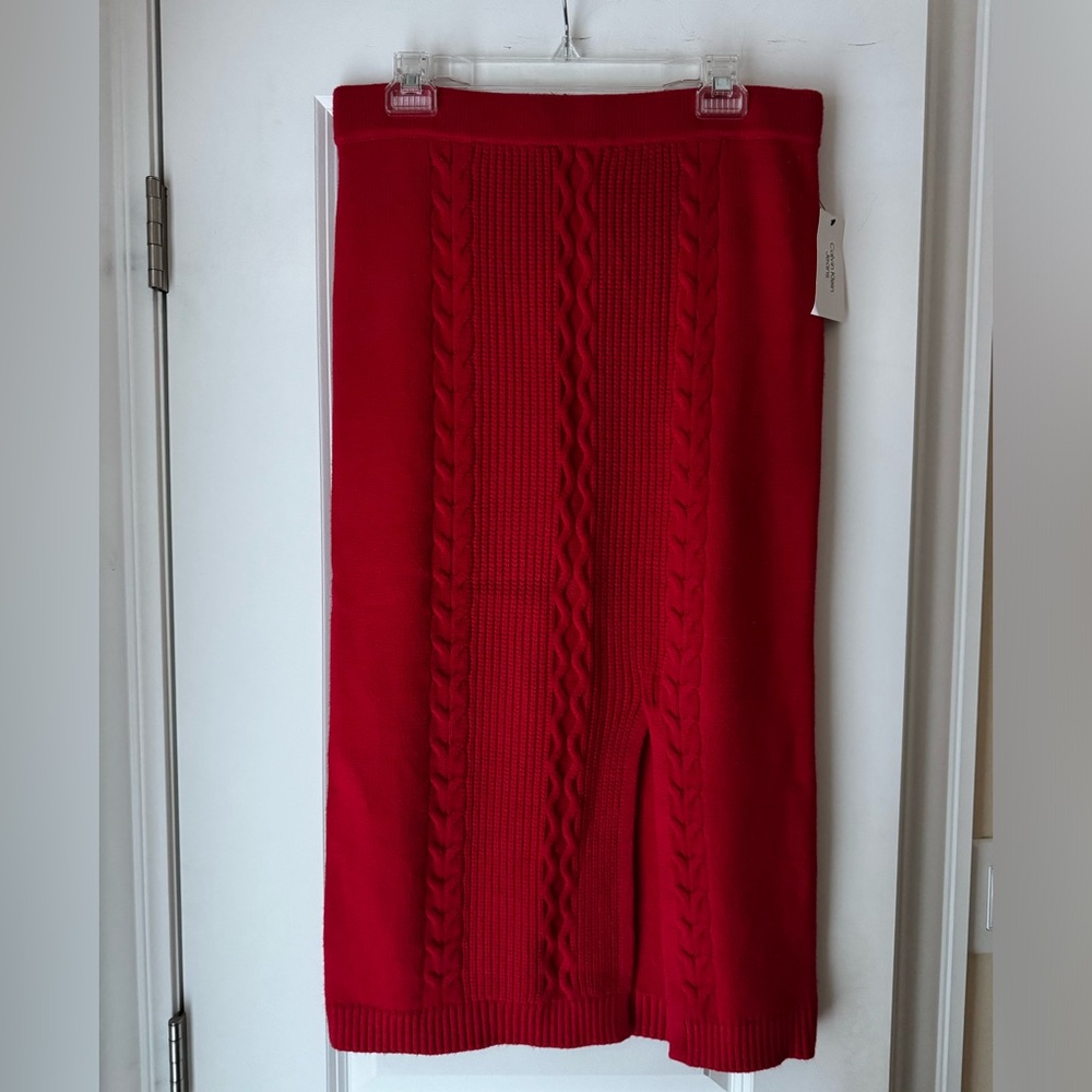 Calvin Klein Jeans Red Cable Knit Pencil Skirt